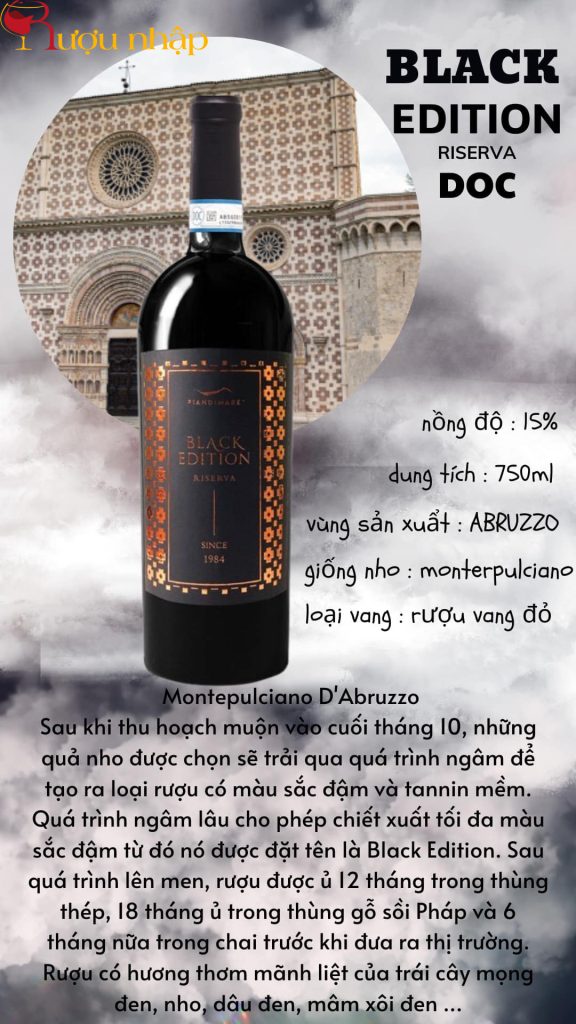 Rượu vang Black Edition Montepulciano D'abruzzo DOC