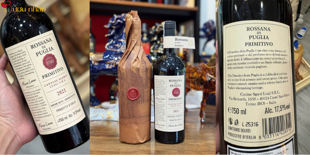 Rượu vang Ý Rossana Di Puglia Primitivo Vang Đỏ Rossana Di Puglia Primitivo