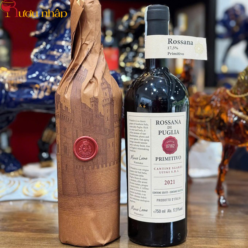 Vang đỏ Ý Rossana di Puglia Primitivo