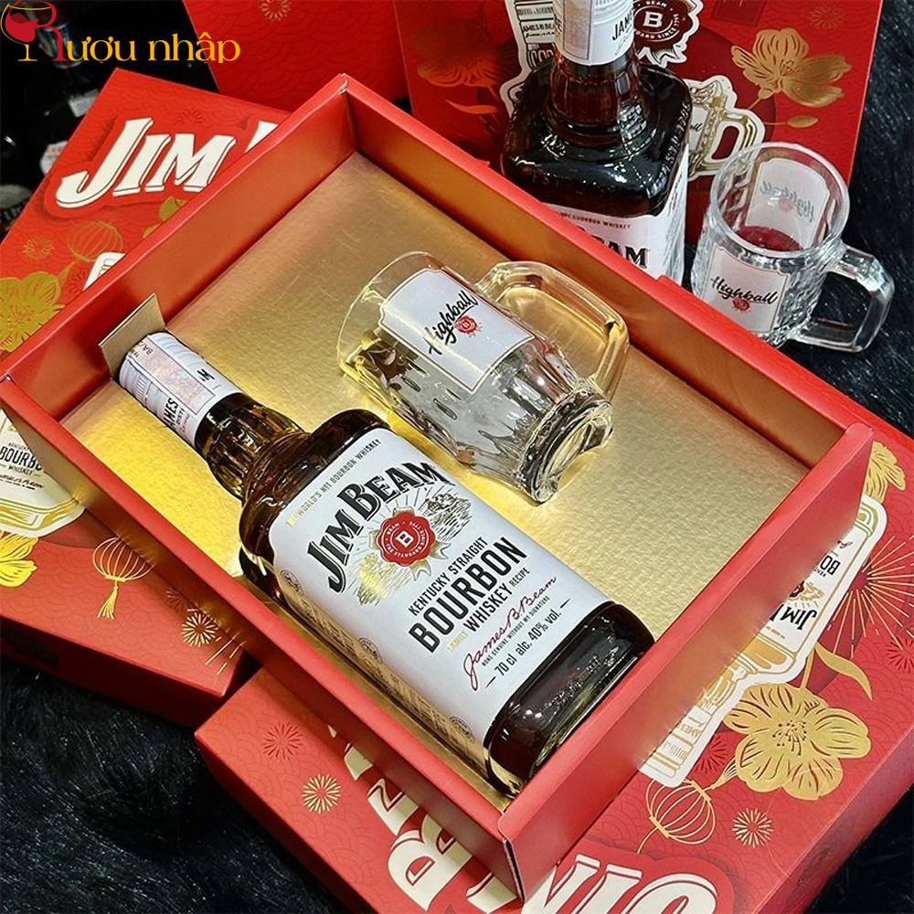 Jim Beam Bourbon - Hộp quà Tết 2026 Bộ sản phẩm Jim Beam Hộp Quà 2026 Tết Bính Ngọ